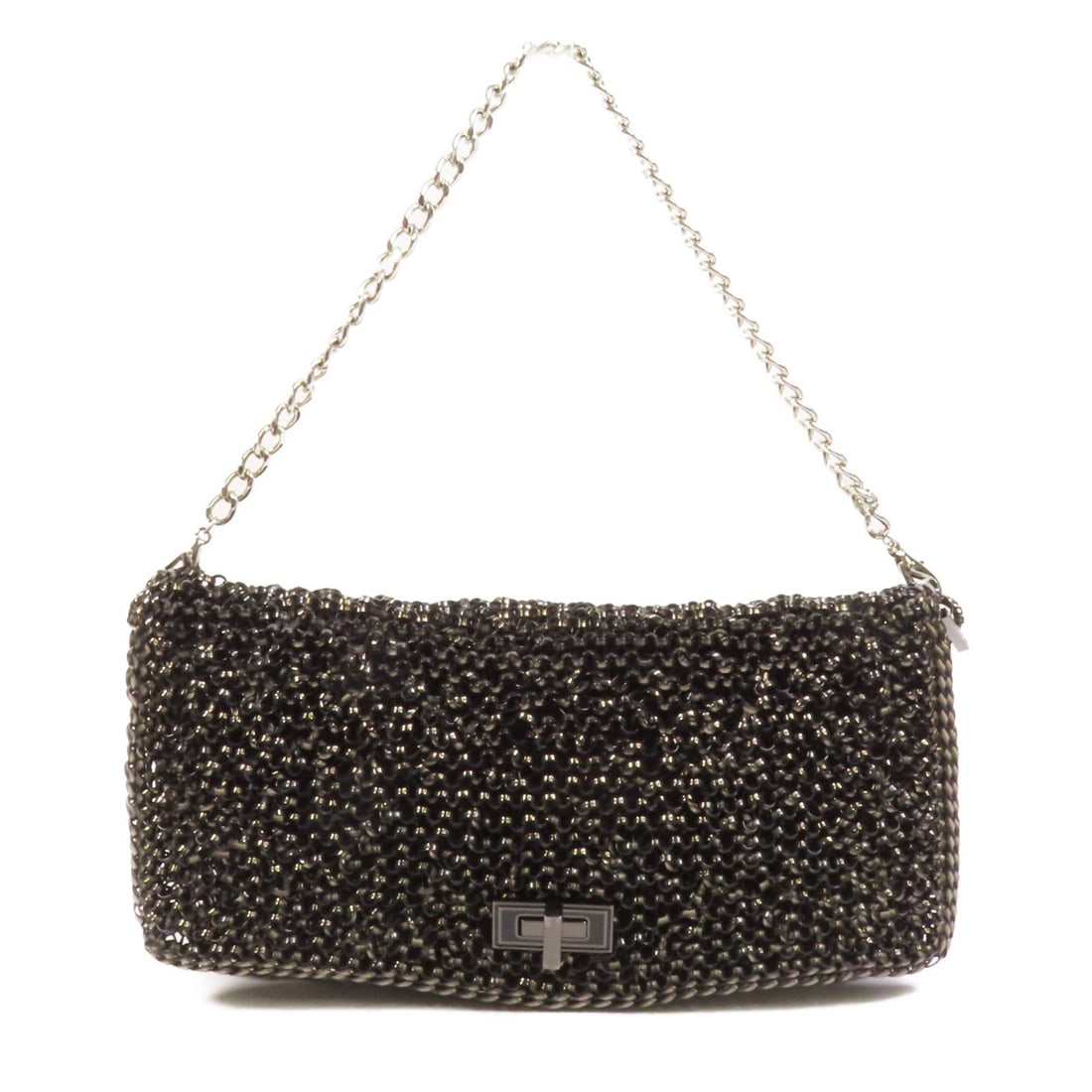 Black PVC Shoulder Purse by ANTEPRIMA with Silver Tone Chain Strap (1 of 12)