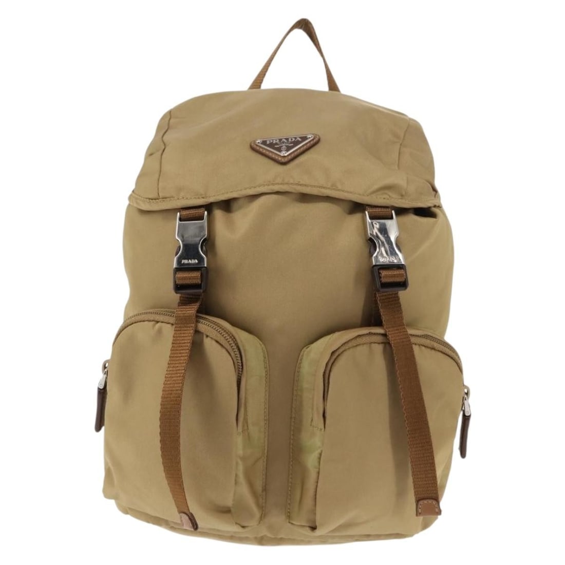 Beige Prada Backpack with Double Pockets and Buckle Detailing (1 of 2)