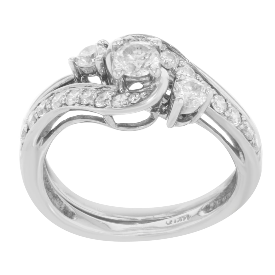 14K White Gold Rachel Koen Diamond 2PC Cocktail Ring 0.60 Cttw: 14K White Gold Rachel Koen Diamond 2PC Cocktail Ring 0.60 Cttw This exquisite 14K white gold cocktail ring features a stunning arrangement of diamonds, making it a perfect choice for engagement or spe