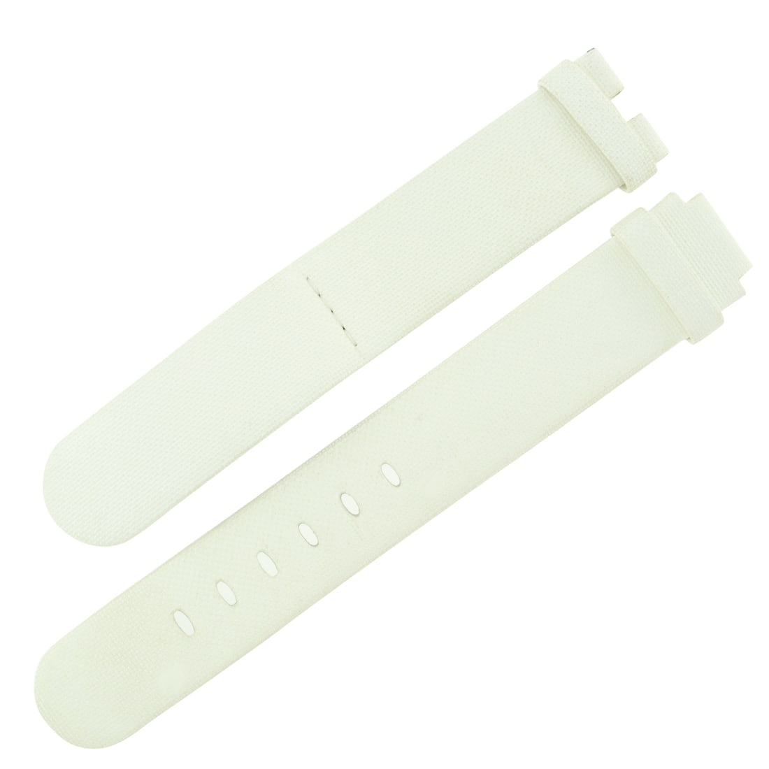 Baume & Mercier Unisex White Fabric Leather Watch Band 20-18mm: Baume & Mercier Unisex White Fabric Leather Watch Band 20-18mm Elevate your timepiece with this Baume & Mercier wristwatch band, designed for unisex wear. Crafted from white fabric leather, it feature