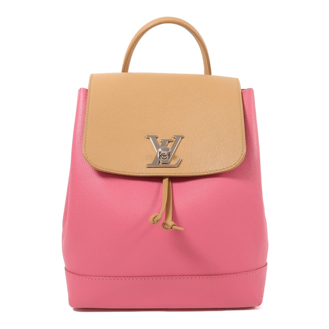 LOUIS VUITTON Lockme Backpack M42281 Brown Pink Calfskin Rucksack: LOUIS VUITTON Lockme Backpack M42281 Brown Pink Calfskin Rucksack This Louis Vuitton Lockme Backpack combines luxury and functionality, crafted from high-quality calfskin leather in a rich brown hue w