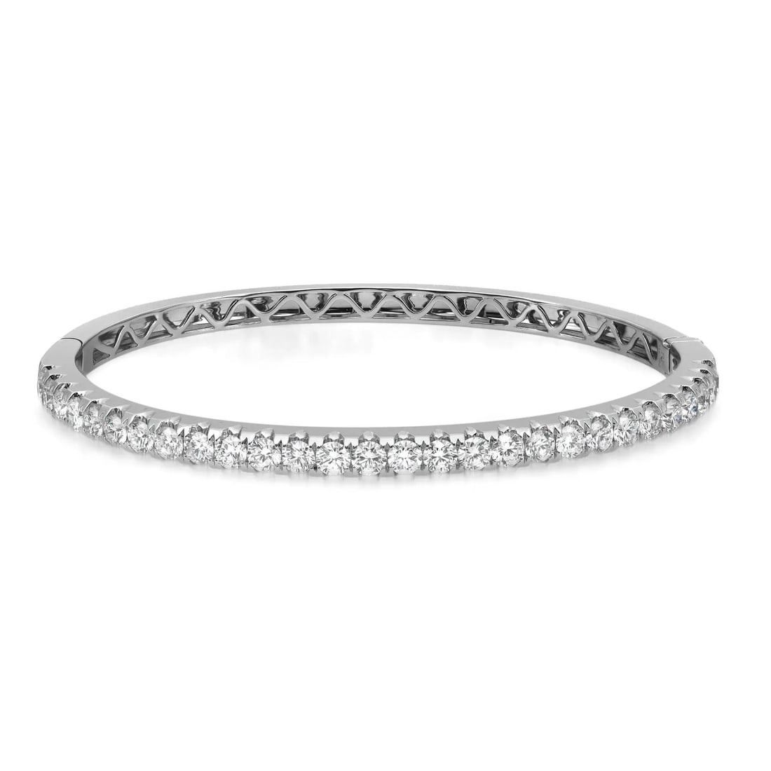 Rachel Koen 18K White Gold Diamond Bangle Bracelet 3.00Cttw Prong Set (1 of 4)