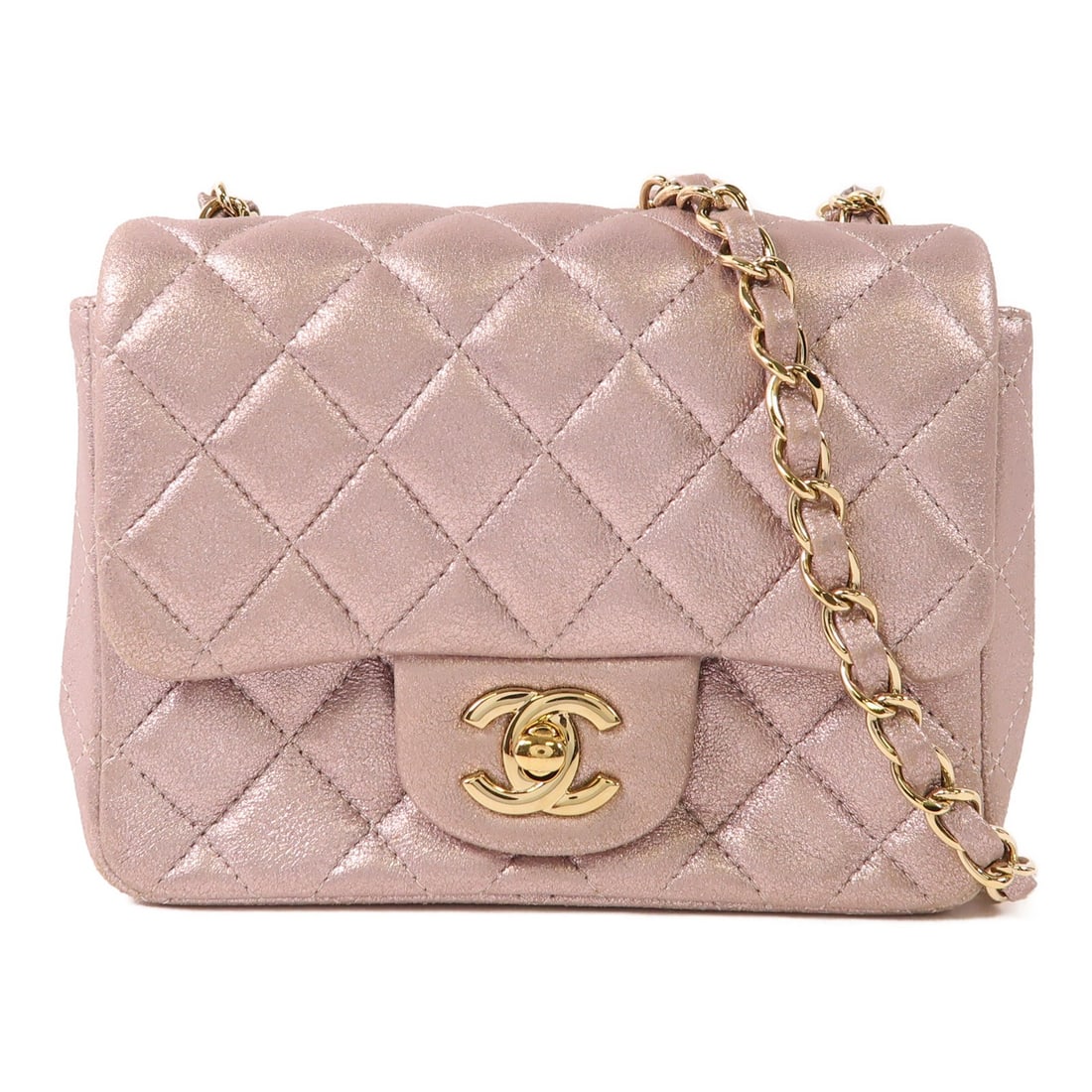 CHANEL Mini Classic 17 Chain Bag Metallic Pink Calfskin GHW (1 of 18)