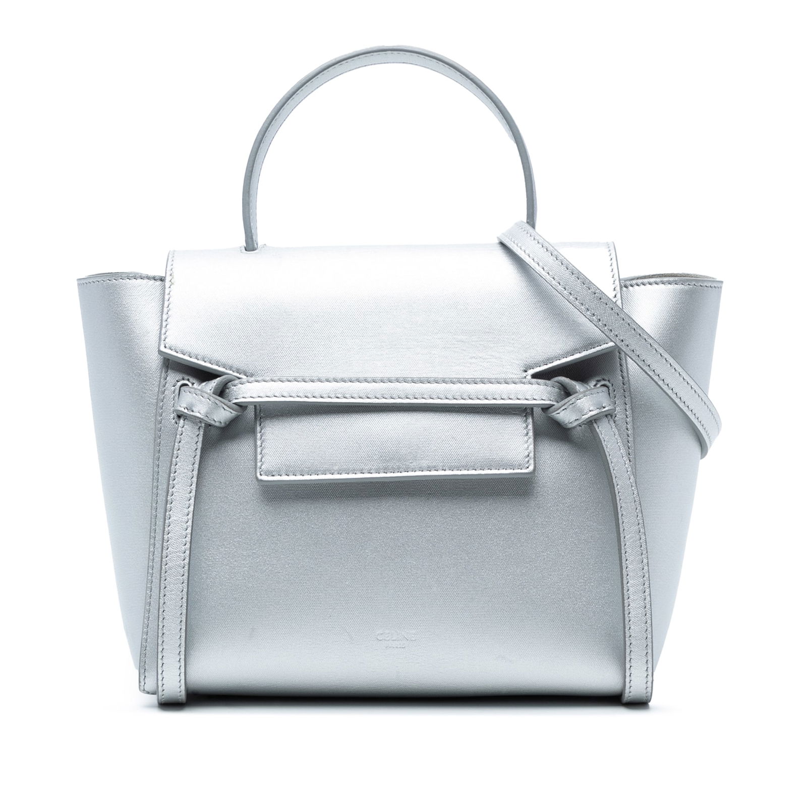 Celine Nano Belt Bag Silver Laminated Calfskin Leather Satchel (1 of 7)