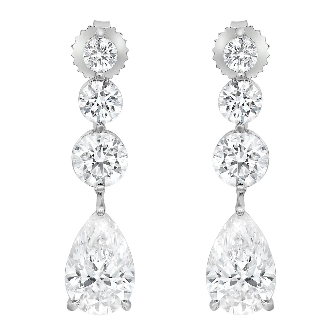 Rachel Koen 14K White Gold Lab Grown Diamond Drop Earrings 9.56ct E VVS2 (1 of 4)