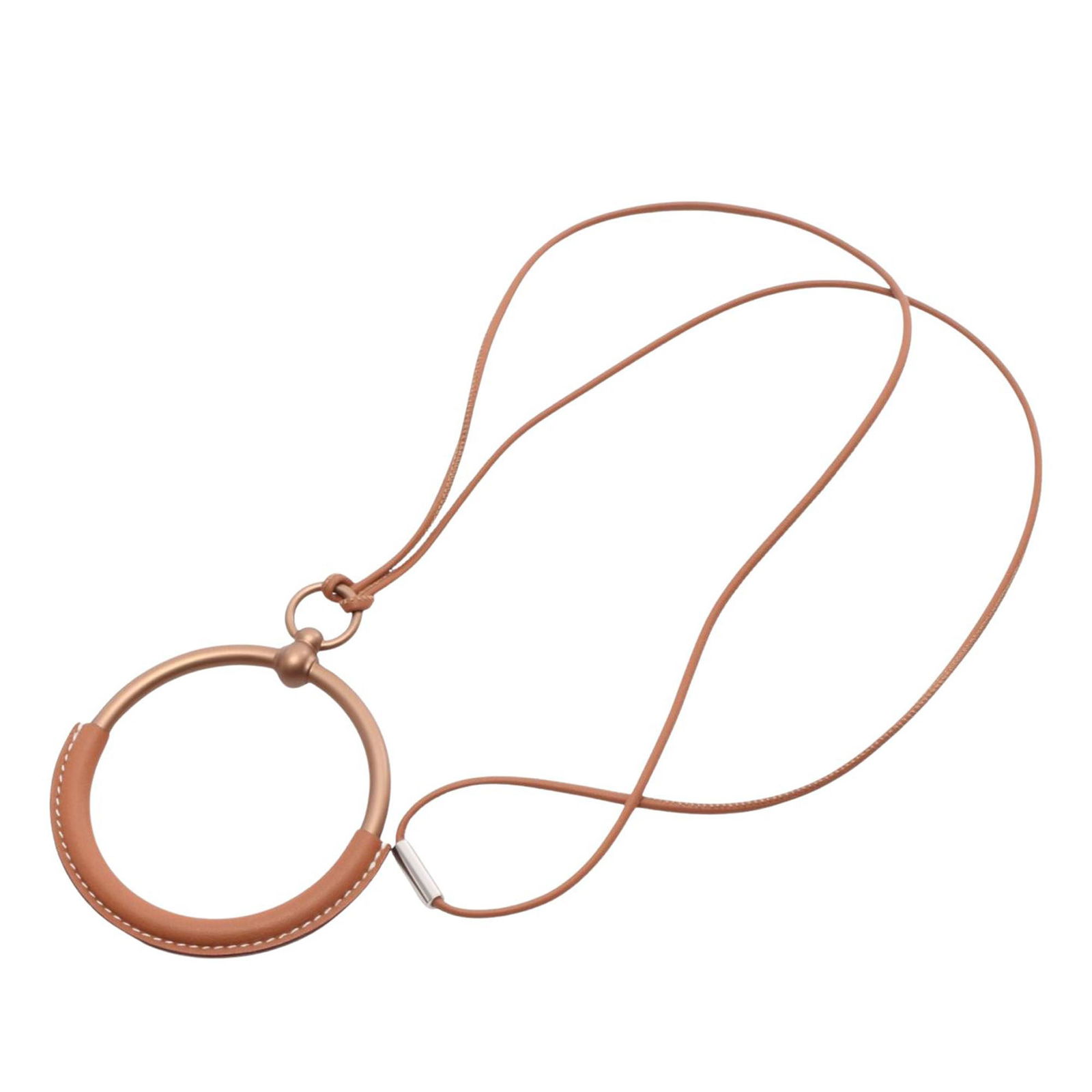 Hermes Leather Stainless Steel Loop Grand Pendant Necklace from France (1 of 4)