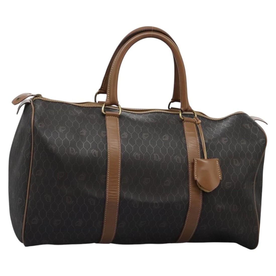 Christian Dior Black Honeycomb Boston Bag PVC Leather with Accessories (1 of 18)