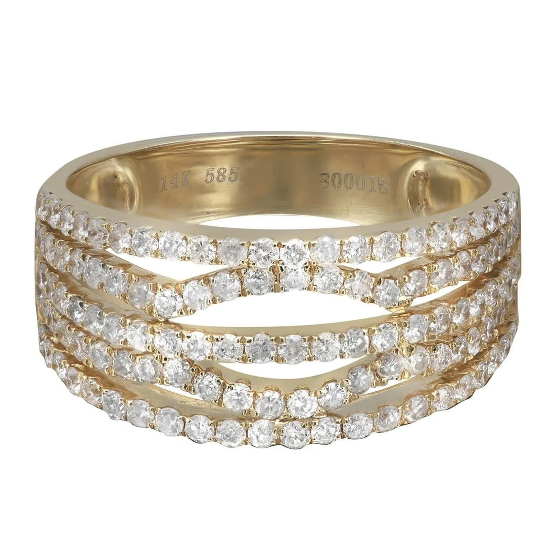 Rachel Koen 1.03ct Round Cut Diamond Band Ring in 14K Yellow Gold: Rachel Koen 1.03ct Round Cut Diamond Band Ring in 14K Yellow Gold This stunning band ring is crafted from 14k yellow gold and features multiple rows of prong set round brilliant cut diamonds, totaling