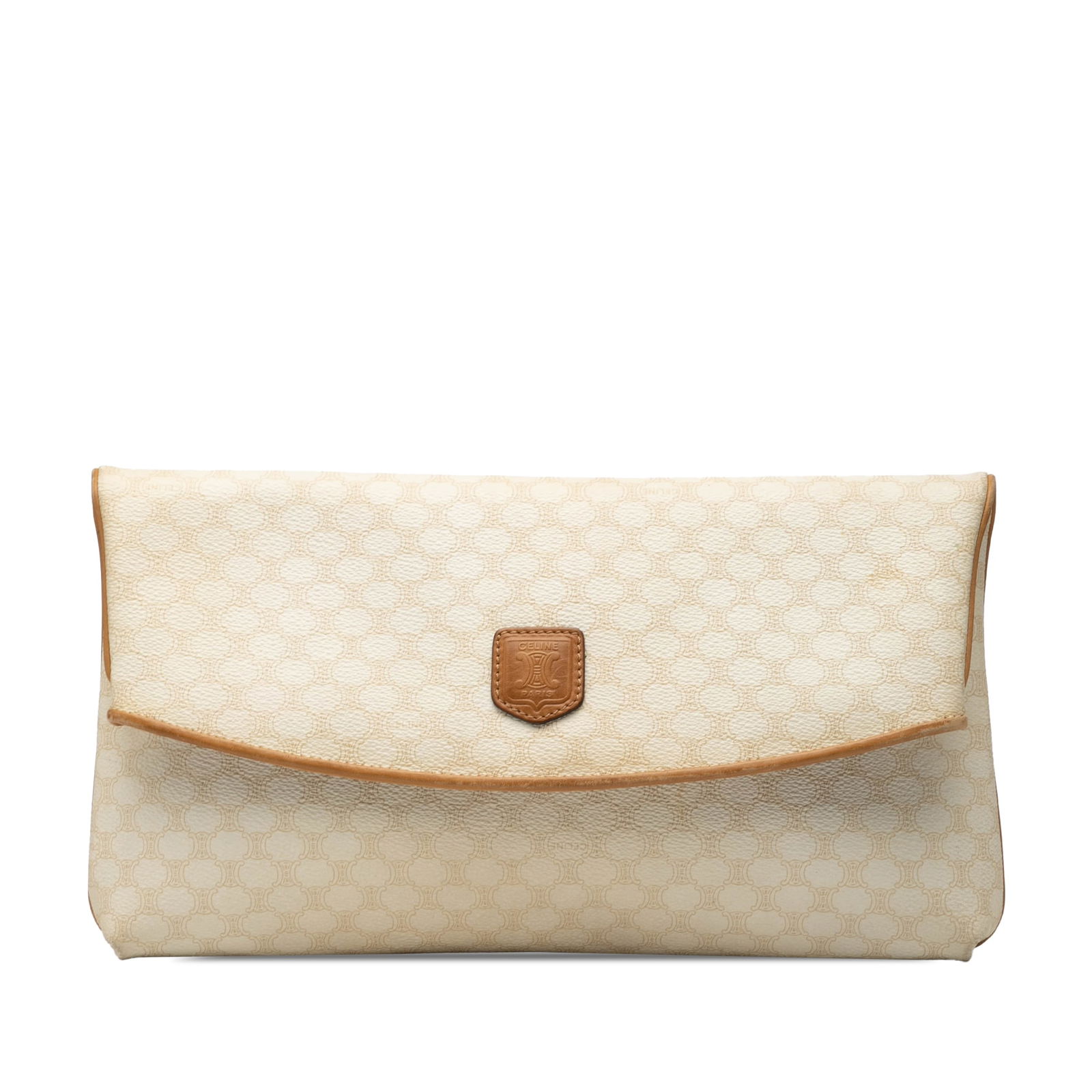 Brown Celine Macadam Fold-Over Clutch in Coated Canvas and Leather Trim (1 of 7)