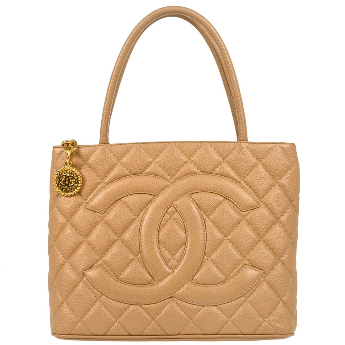 Chanel Beige Caviar Skin Medallion Tote Handbag (1 of 11)