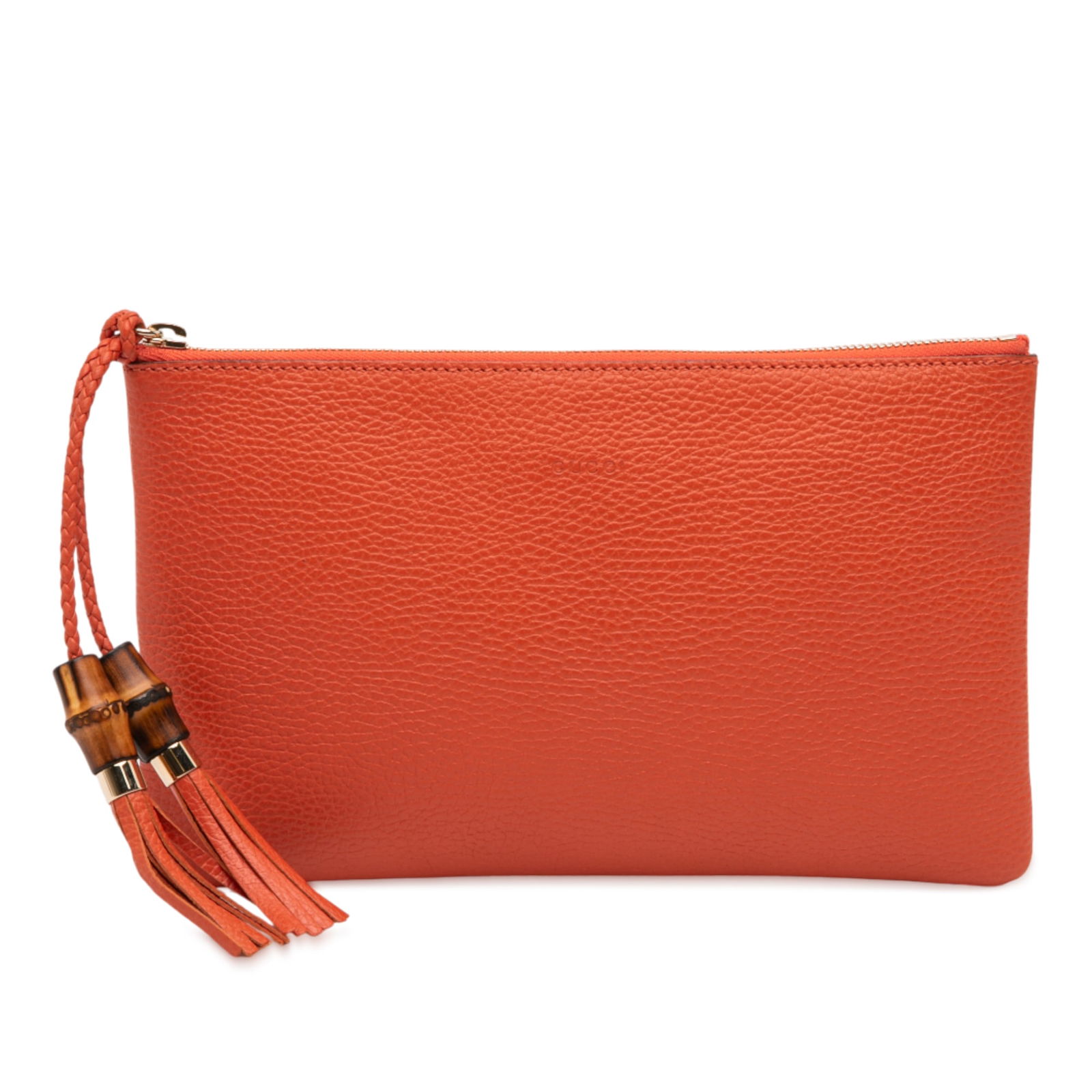 Gucci Orange Calfskin Bamboo Clutch Bag Italy (1 of 11)