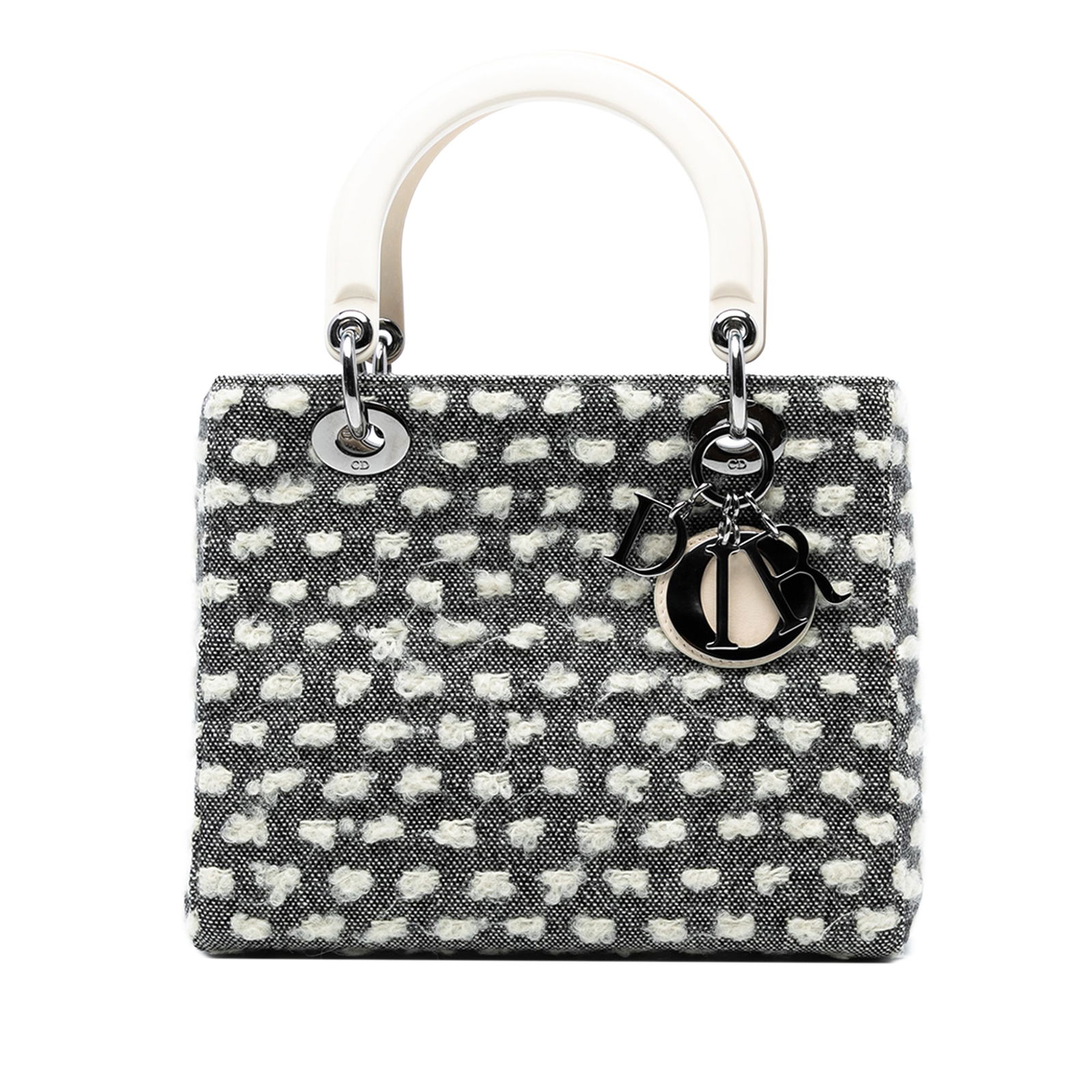 Dior Medium Lady Dior Gray Tweed Bag with Top Zip Closure (1 of 7)