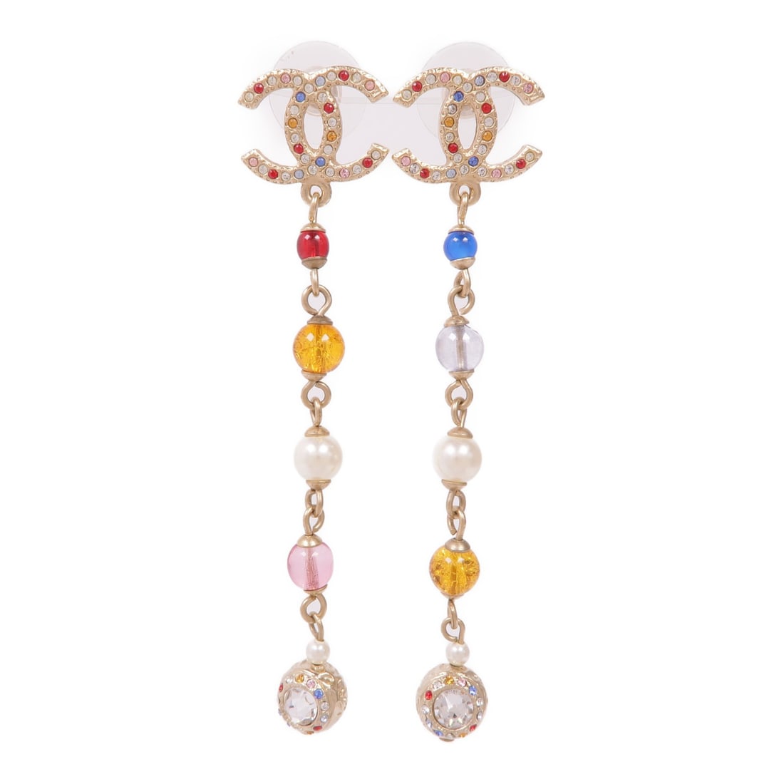 CHANEL Gold Metal Pierced Earrings Made in France: CHANEL Gold Metal Pierced Earrings Made in France Elevate your accessory collection with these exquisite CHANEL CC Earrings. Crafted in a stunning gold color, these pierced earrings are made from high