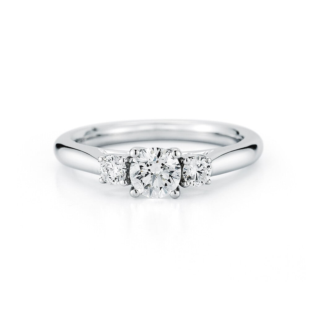 Rachel Koen 18k White Gold Three Stone Diamond Engagement Ring GIA 0.70 cttw (1 of 2)