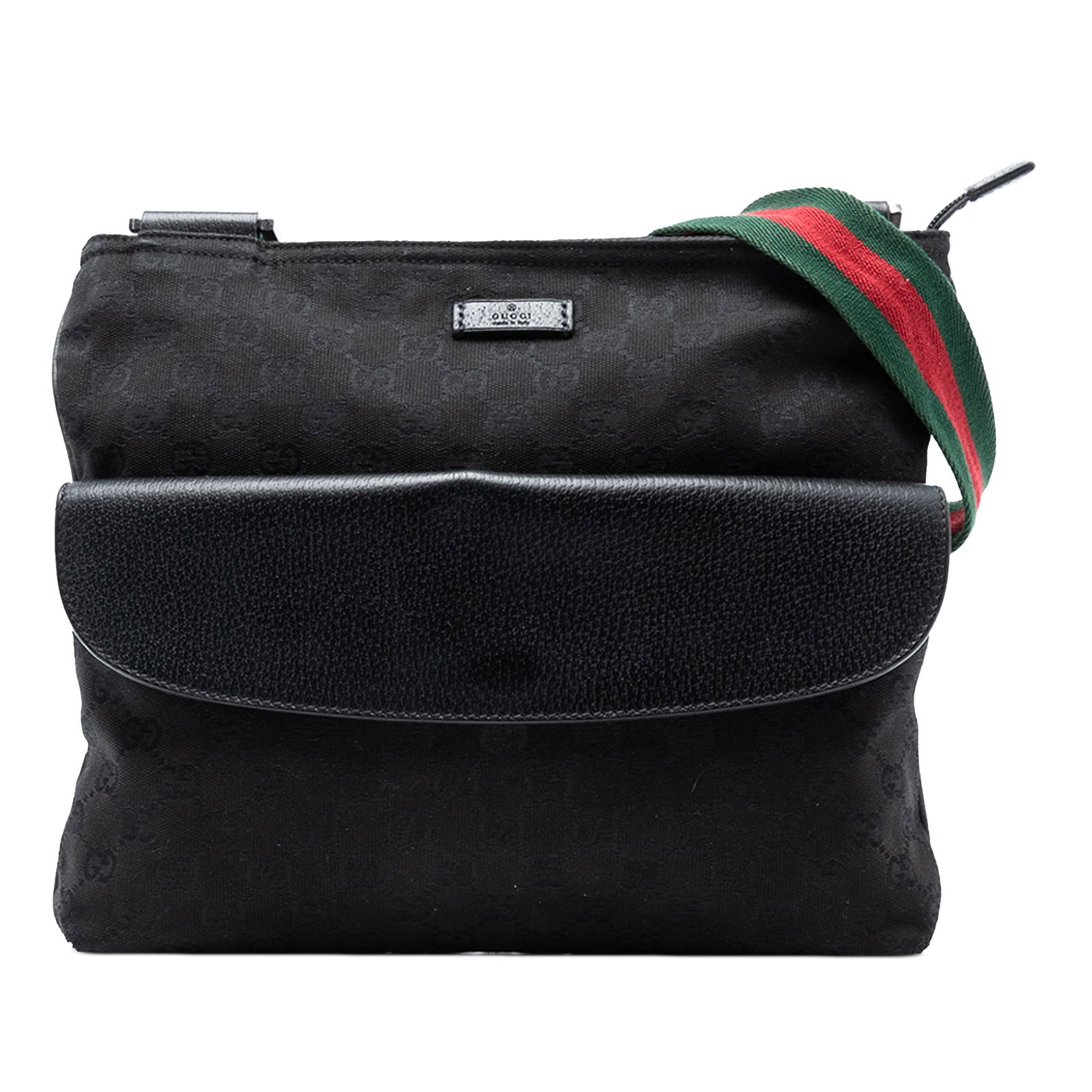 Gucci GG Canvas Web Crossbody Bag Black Fabric Italy (1 of 7)