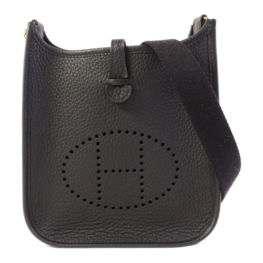 HERMES Evelyne TPM Shoulder Bag Black Clemence Leather GHW: HERMES Evelyne TPM Shoulder Bag Black Clemence Leather GHW Introducing the HERMES Evelyne TPM Shoulder Bag, a luxurious accessory crafted from premium calfskin leather in a classic black color. This e