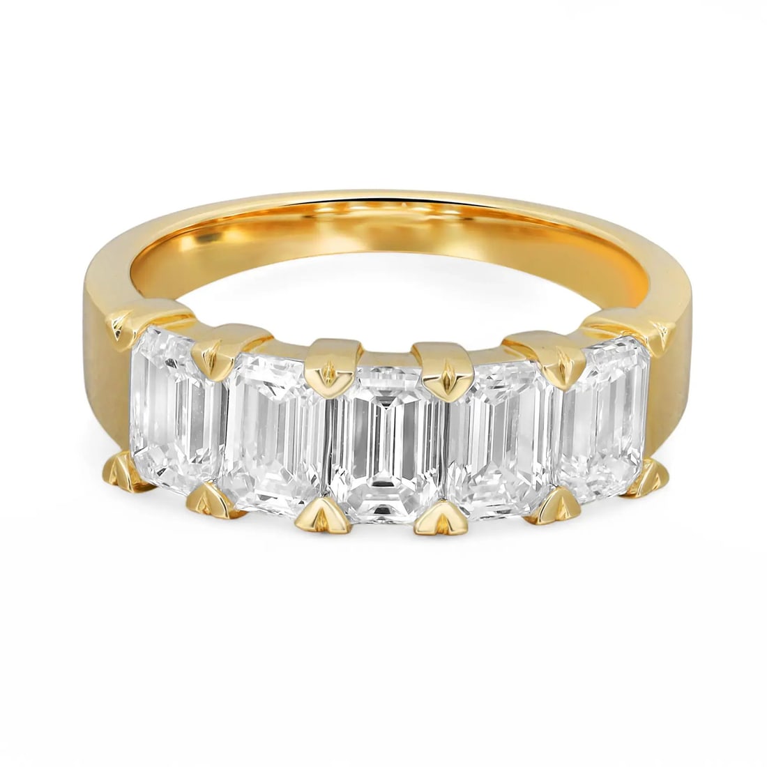 Rachel Koen 14K Yellow Gold Emerald Cut Lab Grown Diamond Band Ring 2.28Ctw Size 6.5: Rachel Koen 14K Yellow Gold Emerald Cut Lab Grown Diamond Band Ring 2.28Ctw Size 6.5 This exquisite half eternity band ring, designed by Rachel Koen, features five brilliant emerald cut lab grown diam