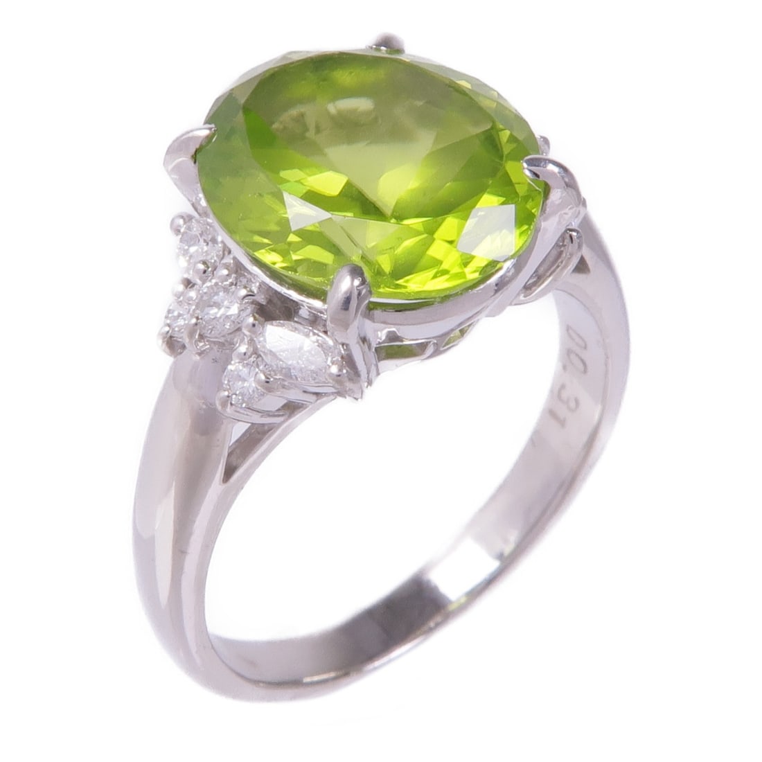 JEWELRY Peridot Diamond Ring in Pt900 Platinum Size 6.75 (1 of 8)