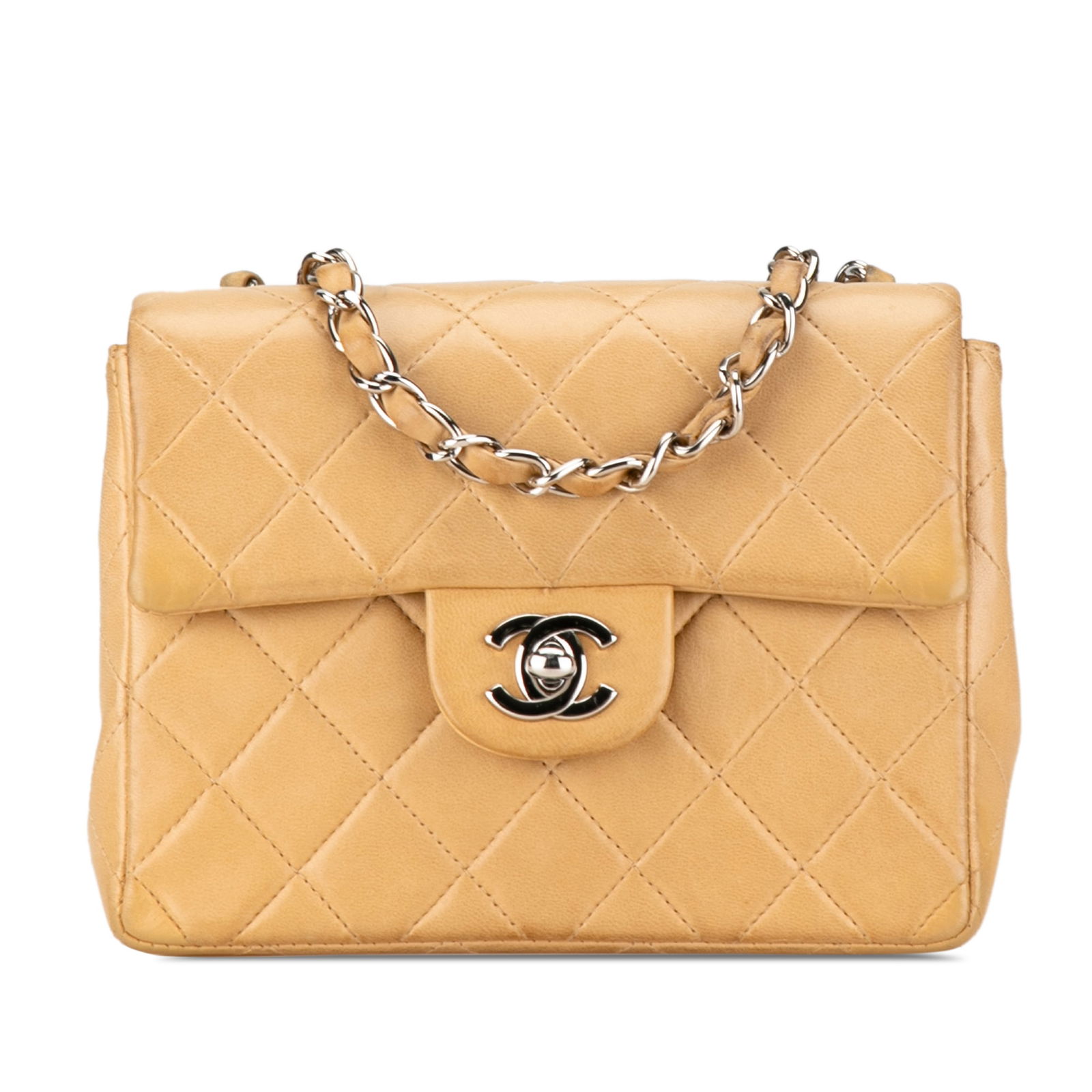 Chanel Mini Square Classic Lambskin Flap Bag Brown Leather (1 of 15)