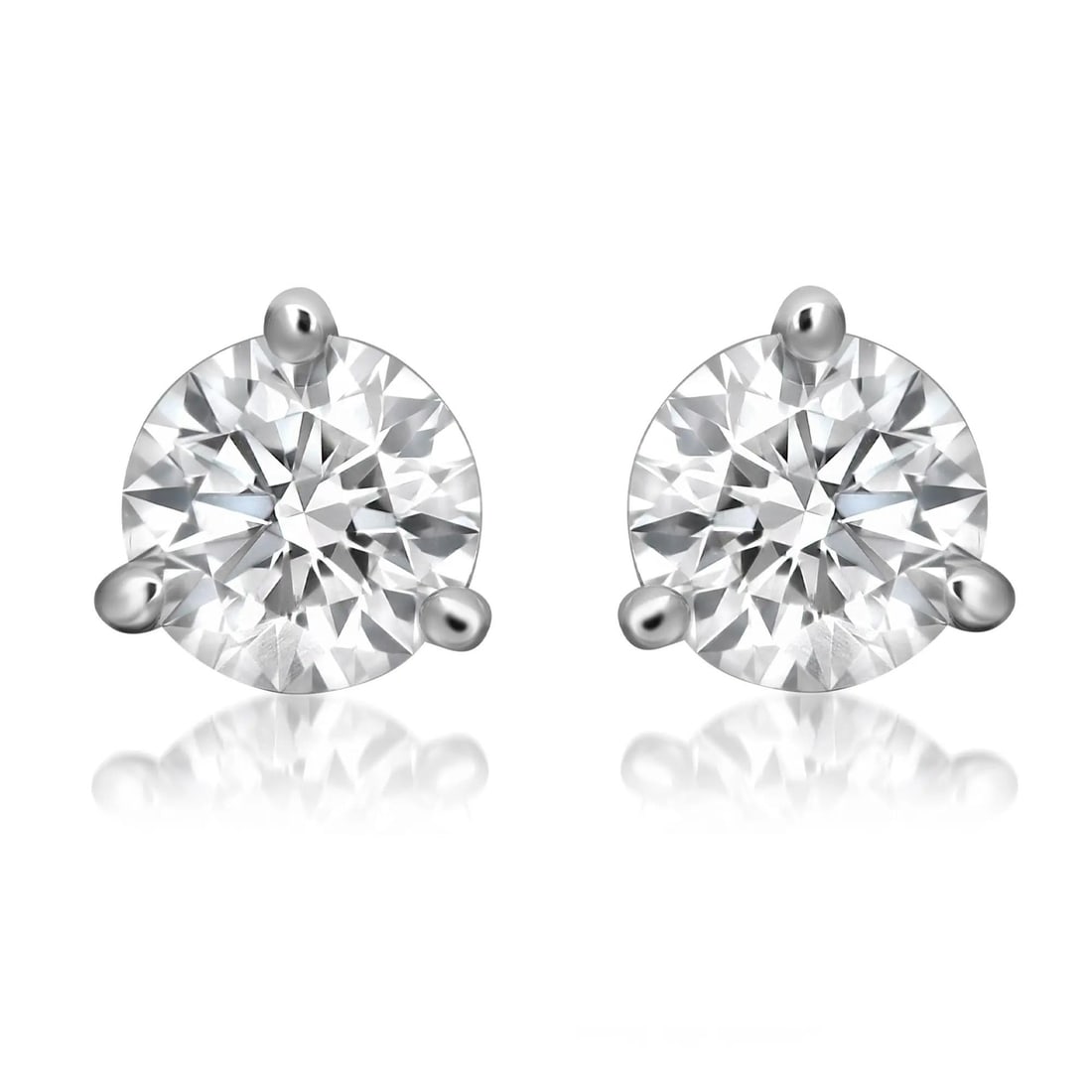 Rachel Koen 14K White Gold 1.55CT Lab Grown Diamond Stud Earrings: Rachel Koen 14K White Gold 1.55CT Lab Grown Diamond Stud Earrings Enhance your elegance with these stunning Three Prong Round Cut Lab Grown Diamond Stud Earrings. Crafted from high-polished 14K white