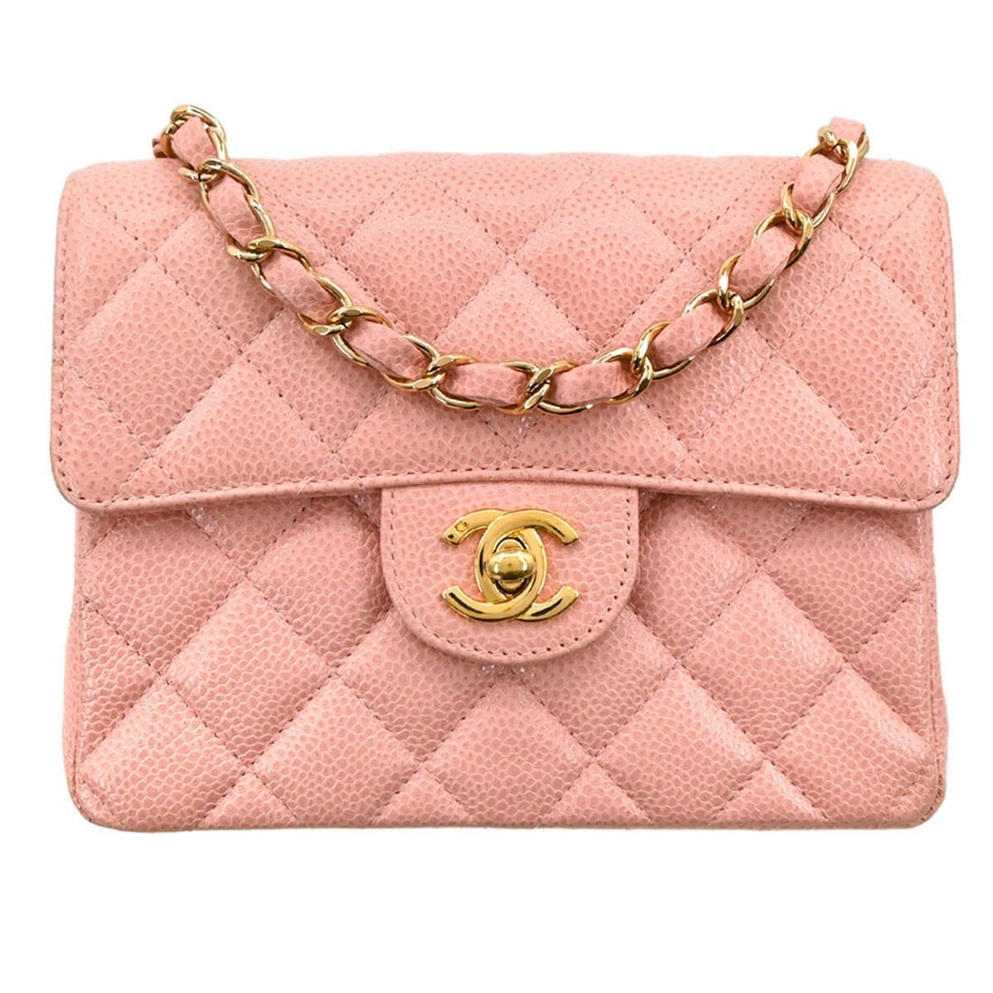 Chanel Pink Caviar Mini Classic Square Flap Bag (1 of 11)
