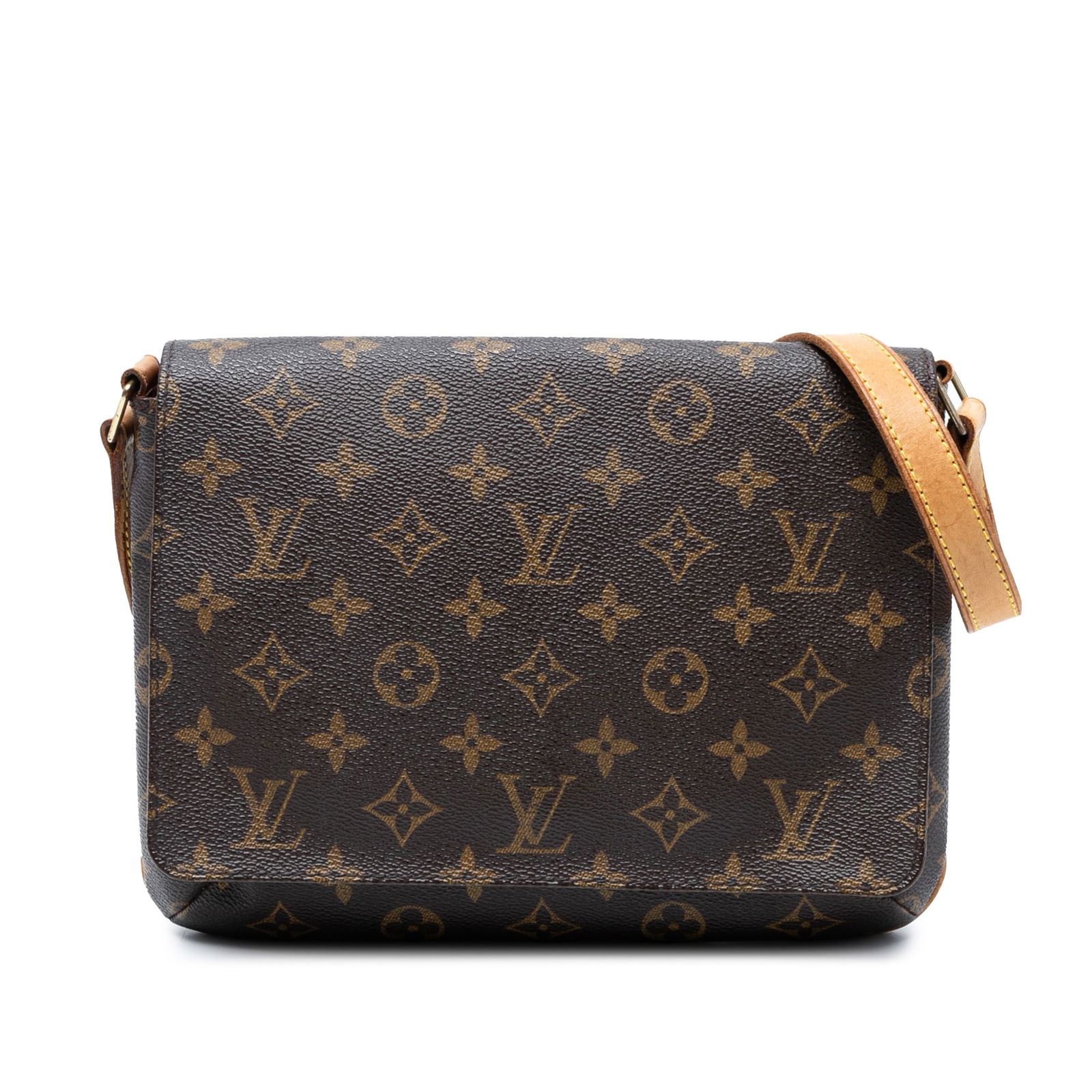Louis Vuitton Monogram Musette Tango Bag with Vachetta Strap: Louis Vuitton Monogram Musette Tango Bag with Vachetta Strap The Louis Vuitton Monogram Musette Tango Short Strap is a stylish and practical bag crafted from signature monogram canvas. It features a f