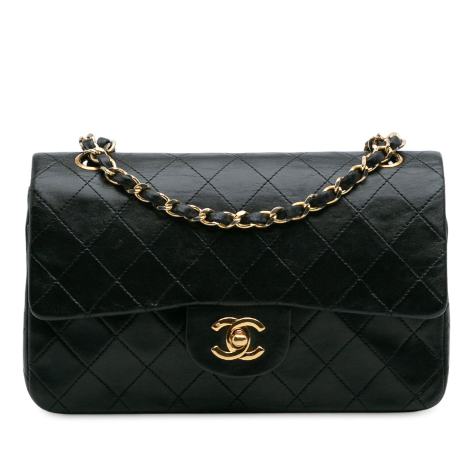 Chanel Small Classic Double Flap Black Lambskin Shoulder Bag (1 of 12)