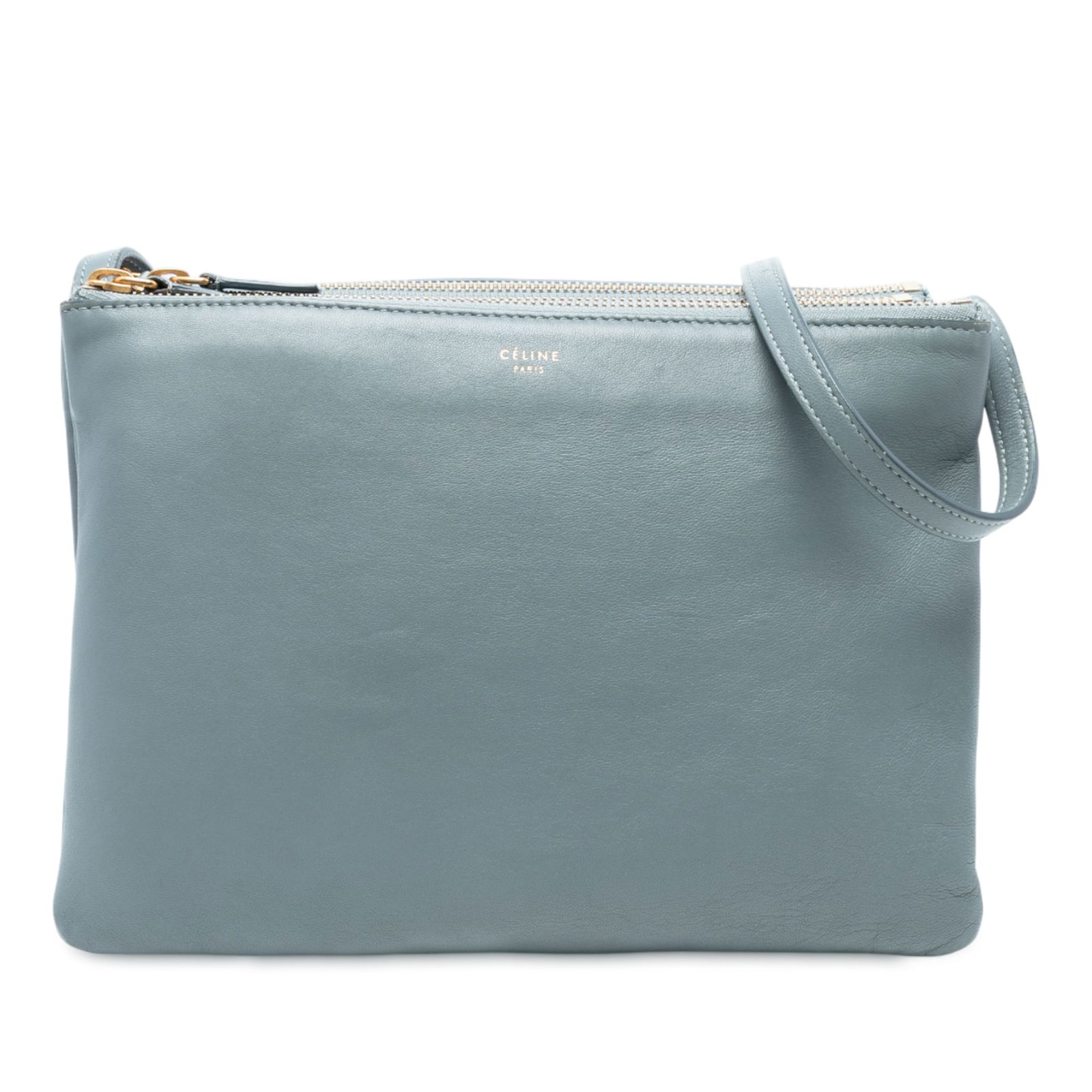 Celine Large Lambskin Trio Crossbody Bag Blue Italy (1 of 7)