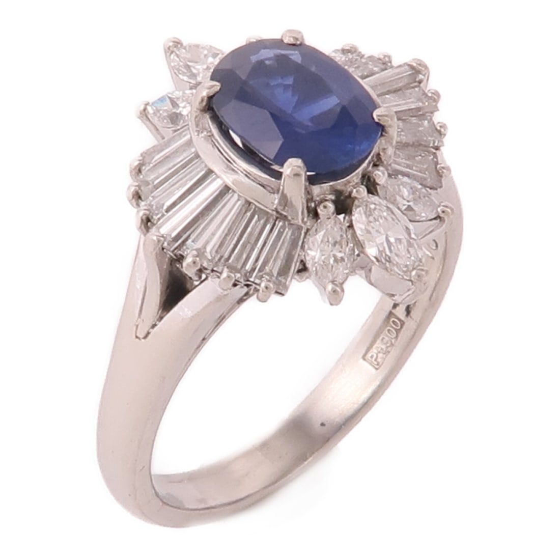 JEWELRY Sapphire Diamond Ring in PT900 Platinum Size 6.75 (1 of 10)