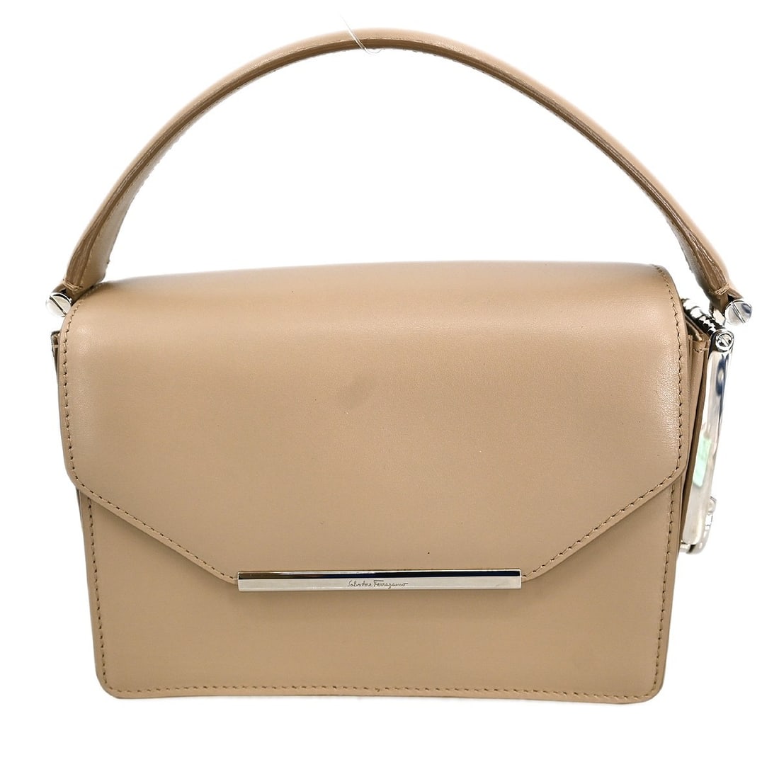 Gancini Small Leather Top Handle Bag by Salvatore Ferragamo Beige (1 of 7)