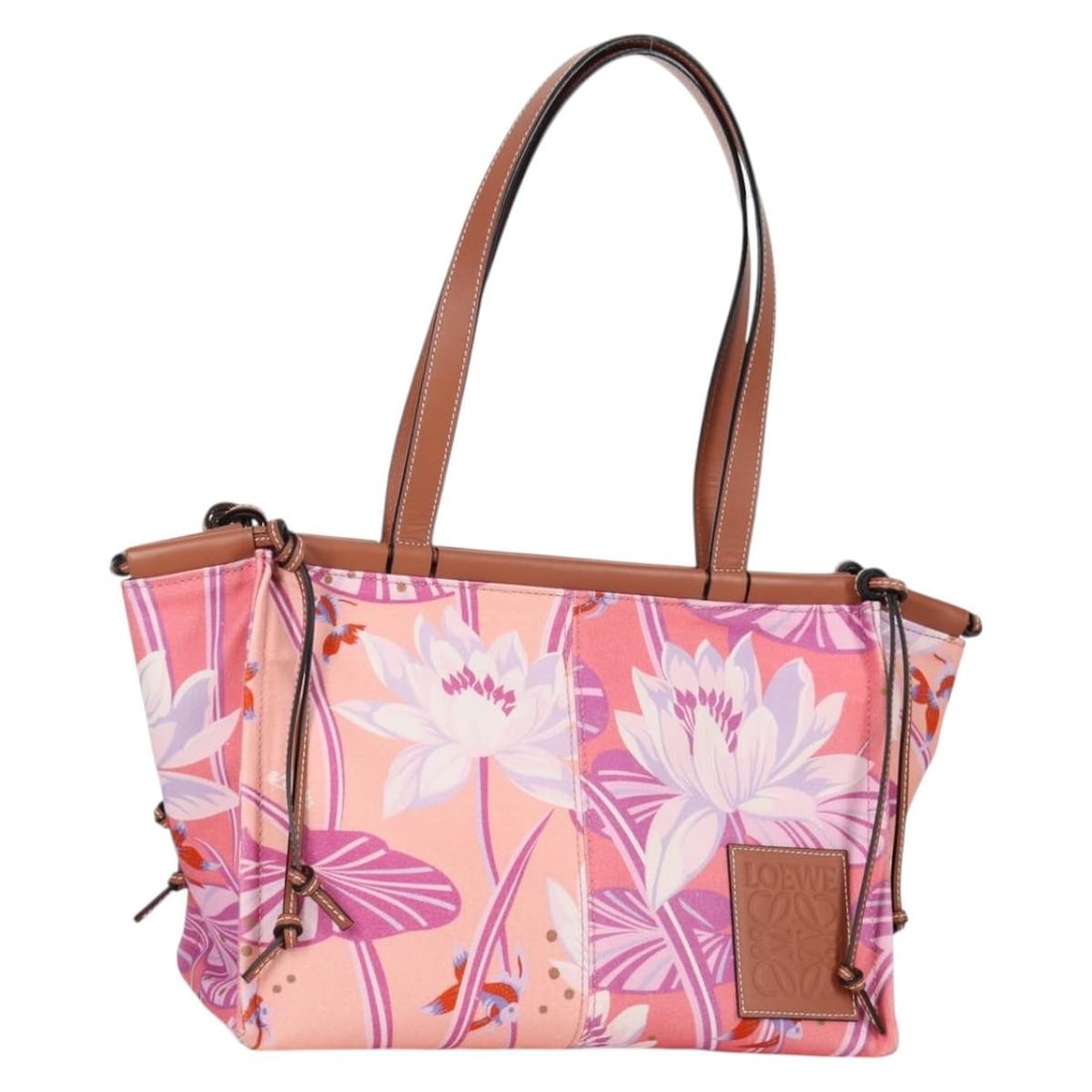 LOEWE Pink Anagram Canvas Tote Bag with Dust Bag: LOEWE Pink Anagram Canvas Tote Bag with Dust Bag This LOEWE Anagram Tote Bag is a stylish and practical accessory crafted from durable canvas. Featuring a vibrant pink exterior, this tote is perfect f