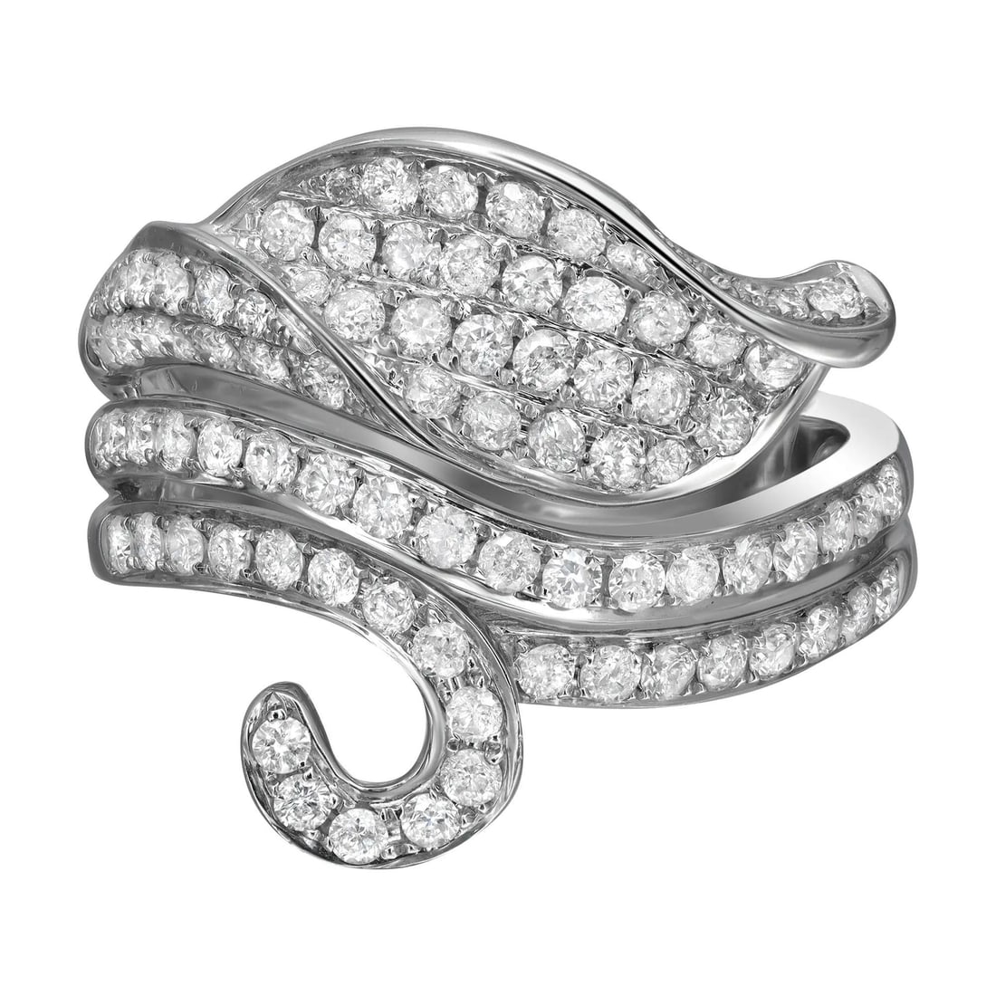 Rachel Koen 1.24CTW Diamond Cocktail Ring 14K White Gold Size 7.5 Unworn (1 of 5)