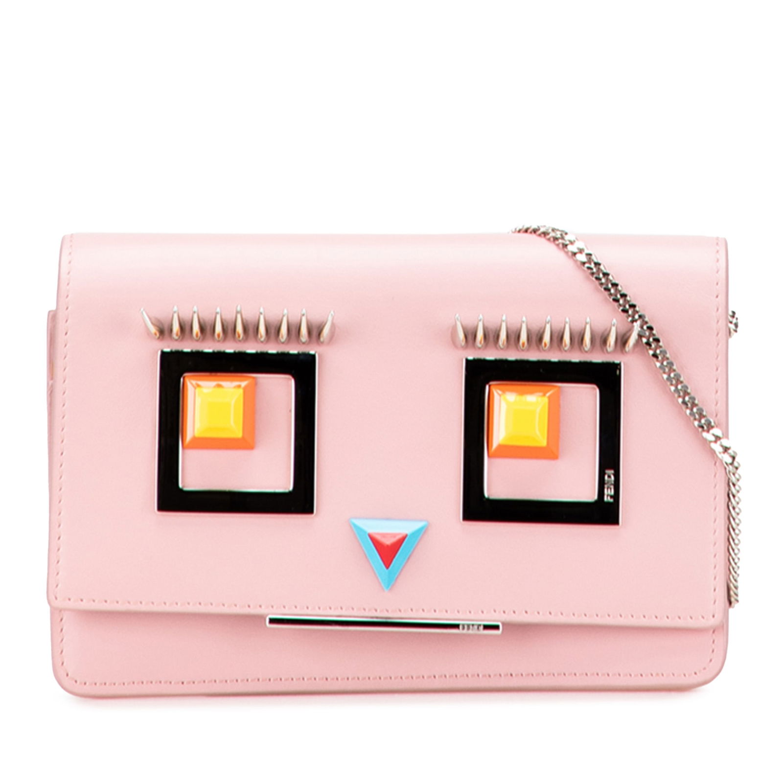 Fendi Leather Hypnoteyes Wallet on Chain Pink with Studs (1 of 10)