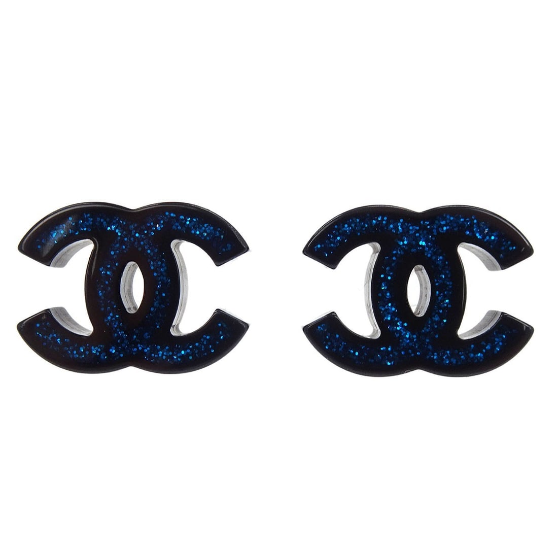 Chanel 17S Black CC Piercing Earrings with Screw Back (1 of 4)