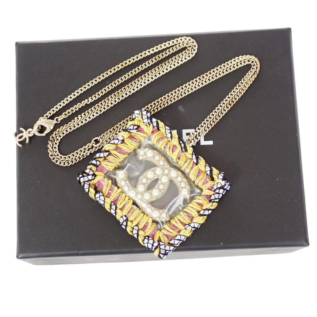 Chanel Gold Tone CC Logo Pendant Necklace (1 of 1)