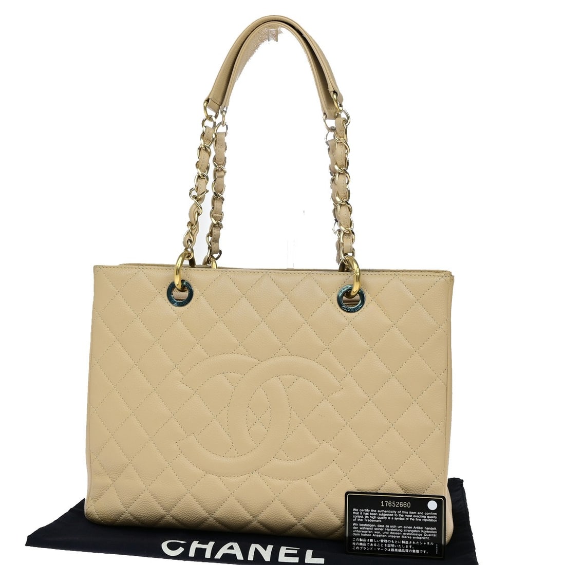 Beige Chanel Grand Shopping Tote Shoulder Bag (1 of 2)