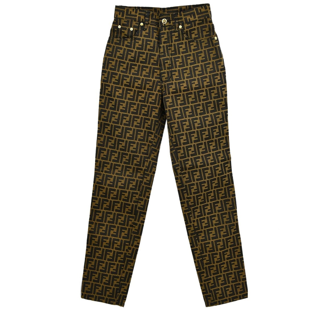 Fendi Brown Zucca Casual Pants Zip Closure Size 41 (1 of 10)