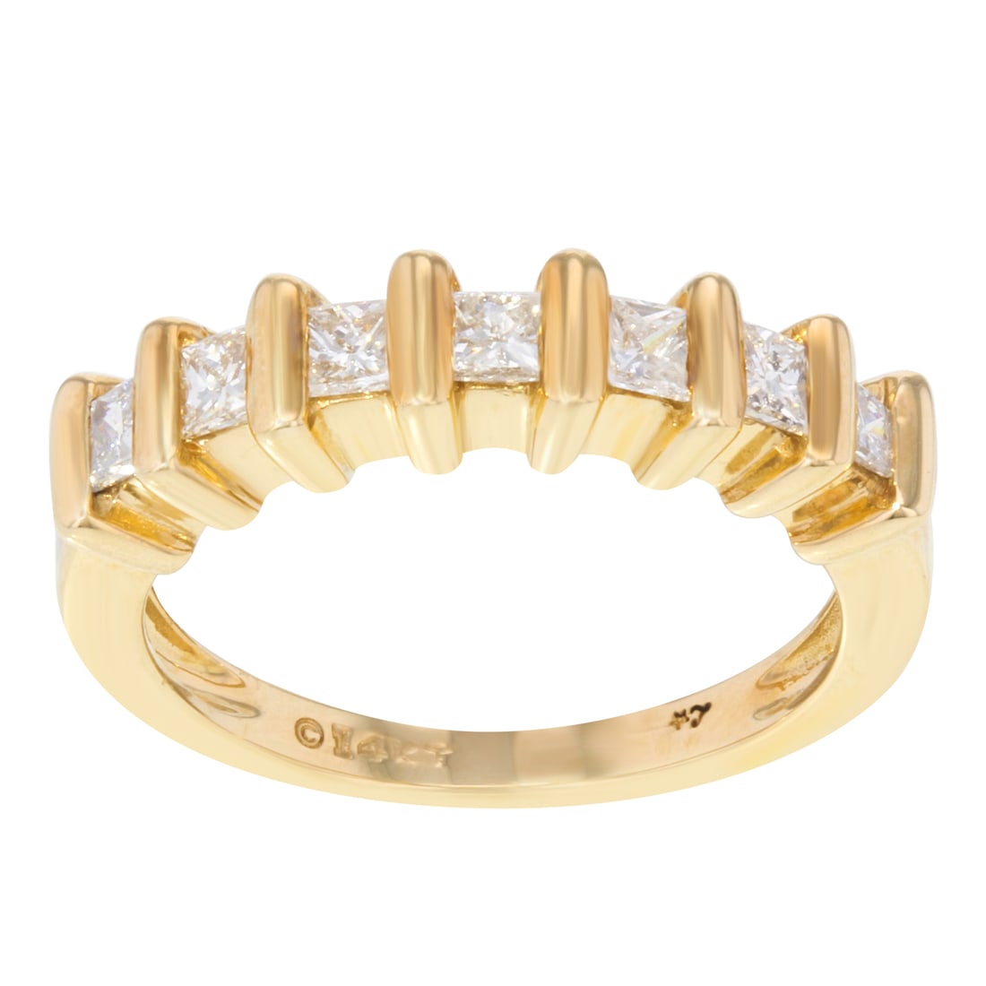 Rachel Koen 14K Yellow Gold Princess Cut Diamond Wedding Band Ring 0.45 Cttw Size 7 (1 of 4)