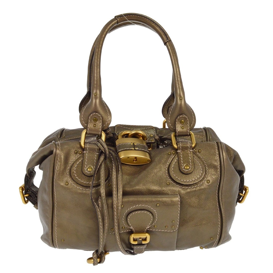 Paddington Large Gold Leather Top Handle Bag by Chloe 03-09-51-5191 (1 of 5)