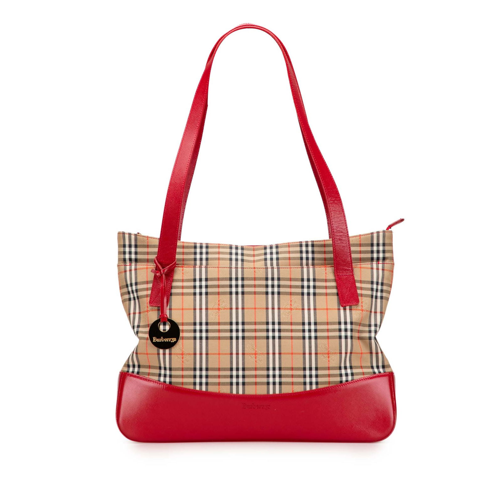 Burberry Haymarket Check Canvas Tote Bag with Leather Trim (1 of 11)
