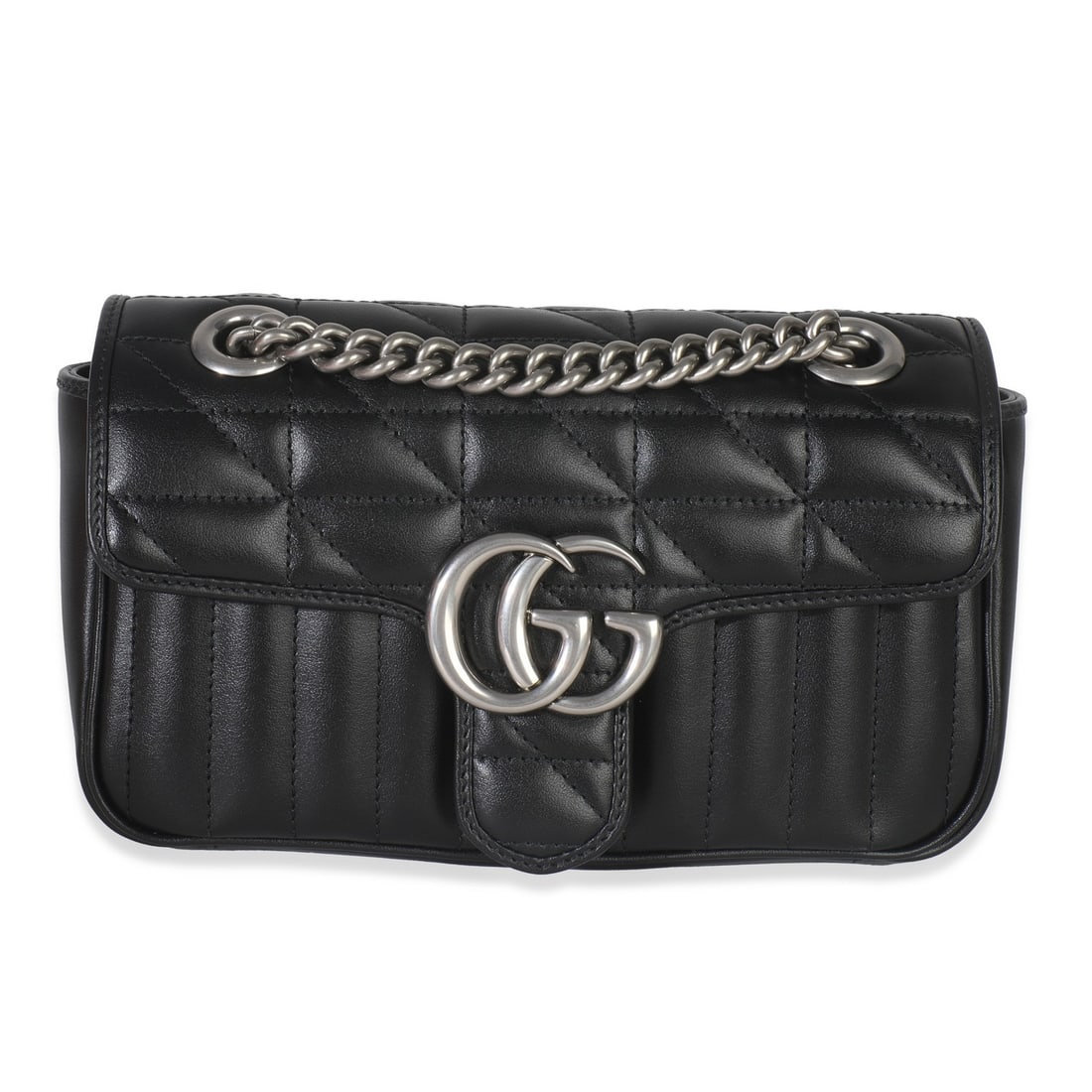 Gucci GG Marmont Mini Black Leather Aria Matelasse Shoulder Bag (1 of 9)