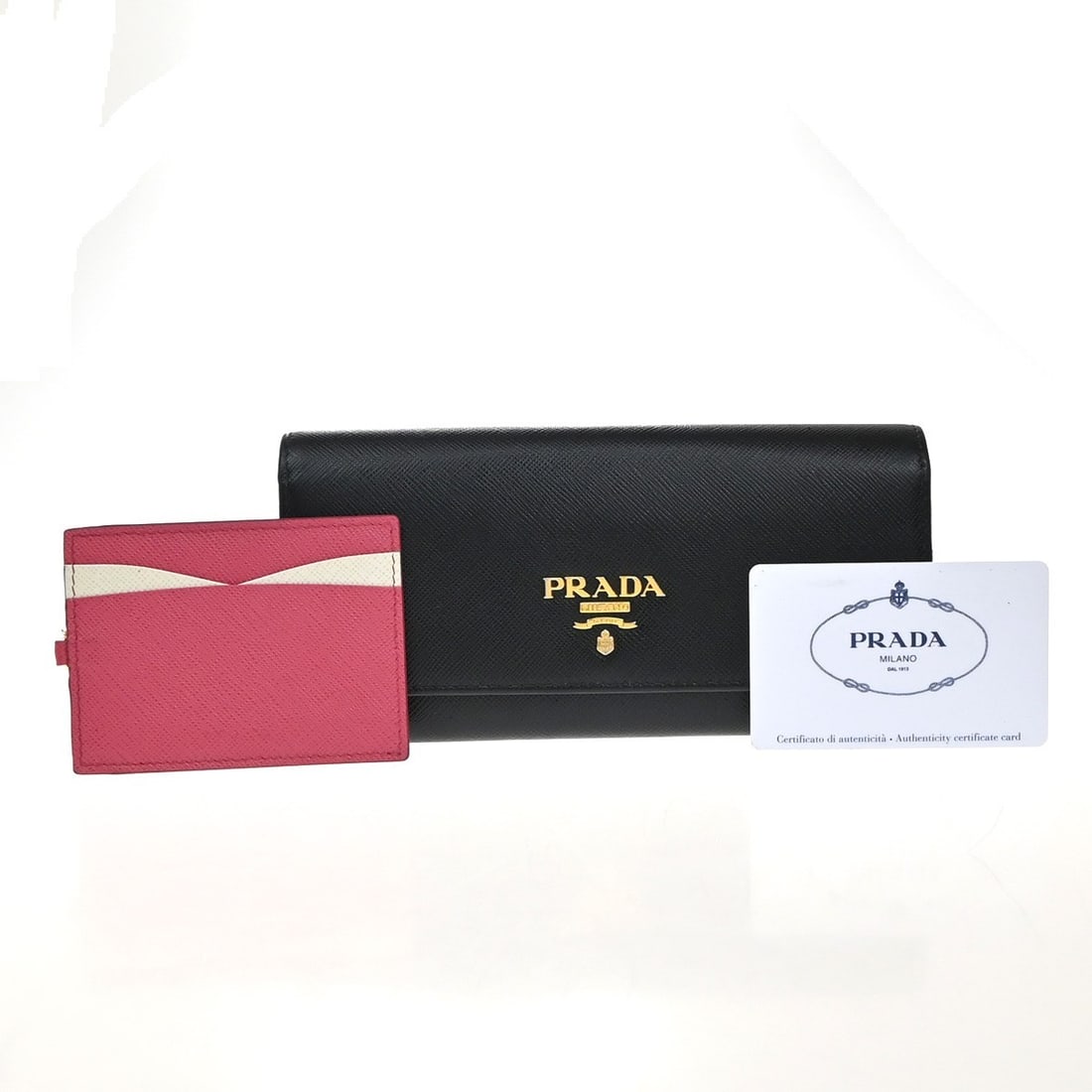 Black Prada Women's Flap Wallet and Card Holder Set (1 of 1)