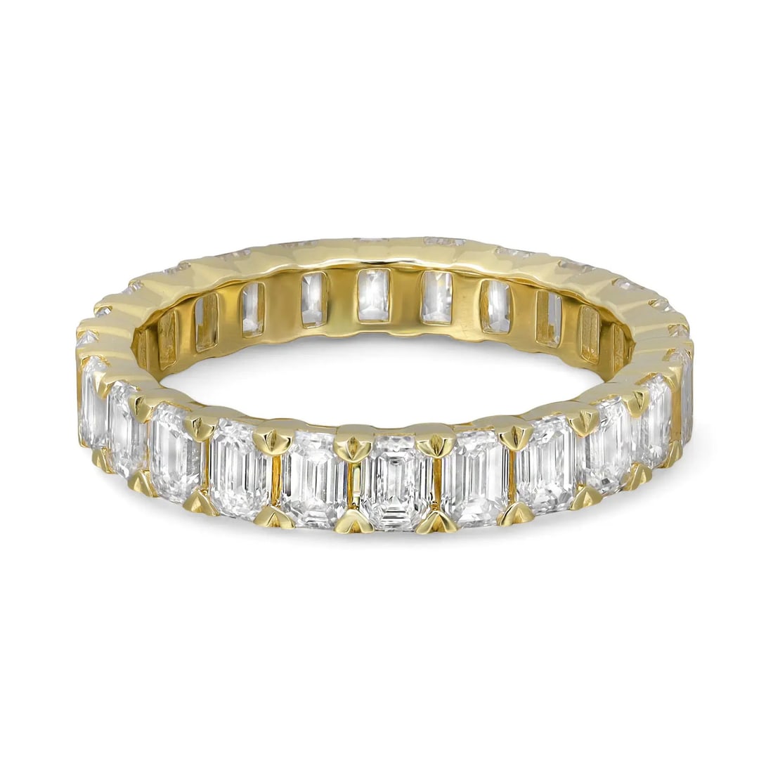 Rachel Koen 14K Yellow Gold Emerald Cut Lab Grown Diamond Eternity Band Ring 2.82Cttw: Rachel Koen 14K Yellow Gold Emerald Cut Lab Grown Diamond Eternity Band Ring 2.82Cttw This exquisite eternity band ring showcases 24 dazzling emerald cut lab-grown diamonds, brilliantly set in a prong