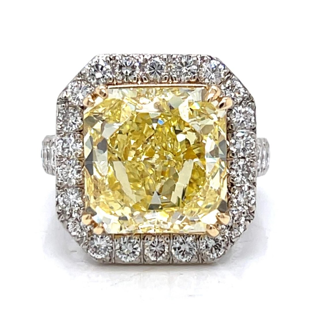 GIA Certified 10.06 Ct Fancy Intense Yellow Diamond Ring in 18K White Gold (1 of 7)