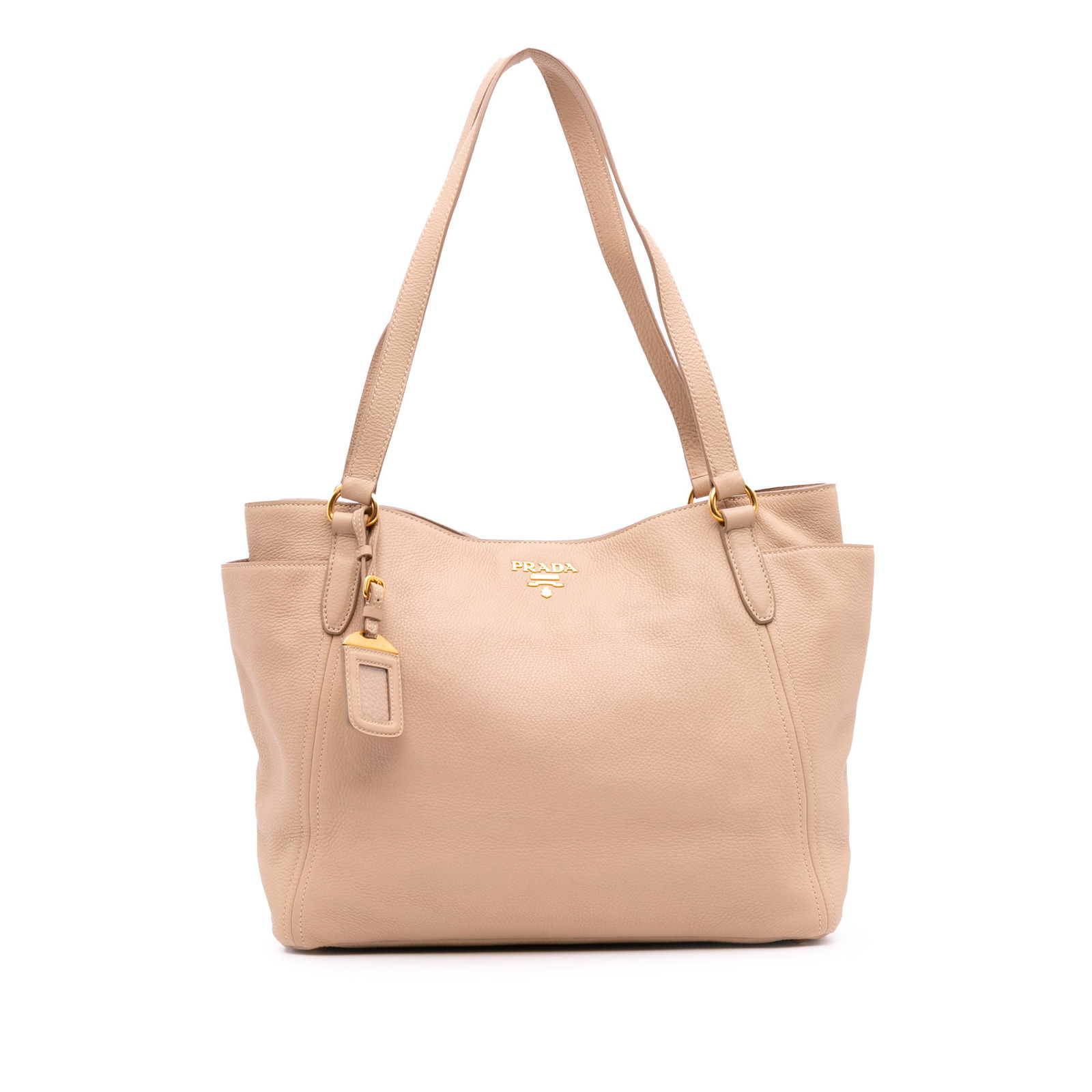 Prada Vitello Daino Leather Double Pocket Tote Bag Brown (1 of 14)