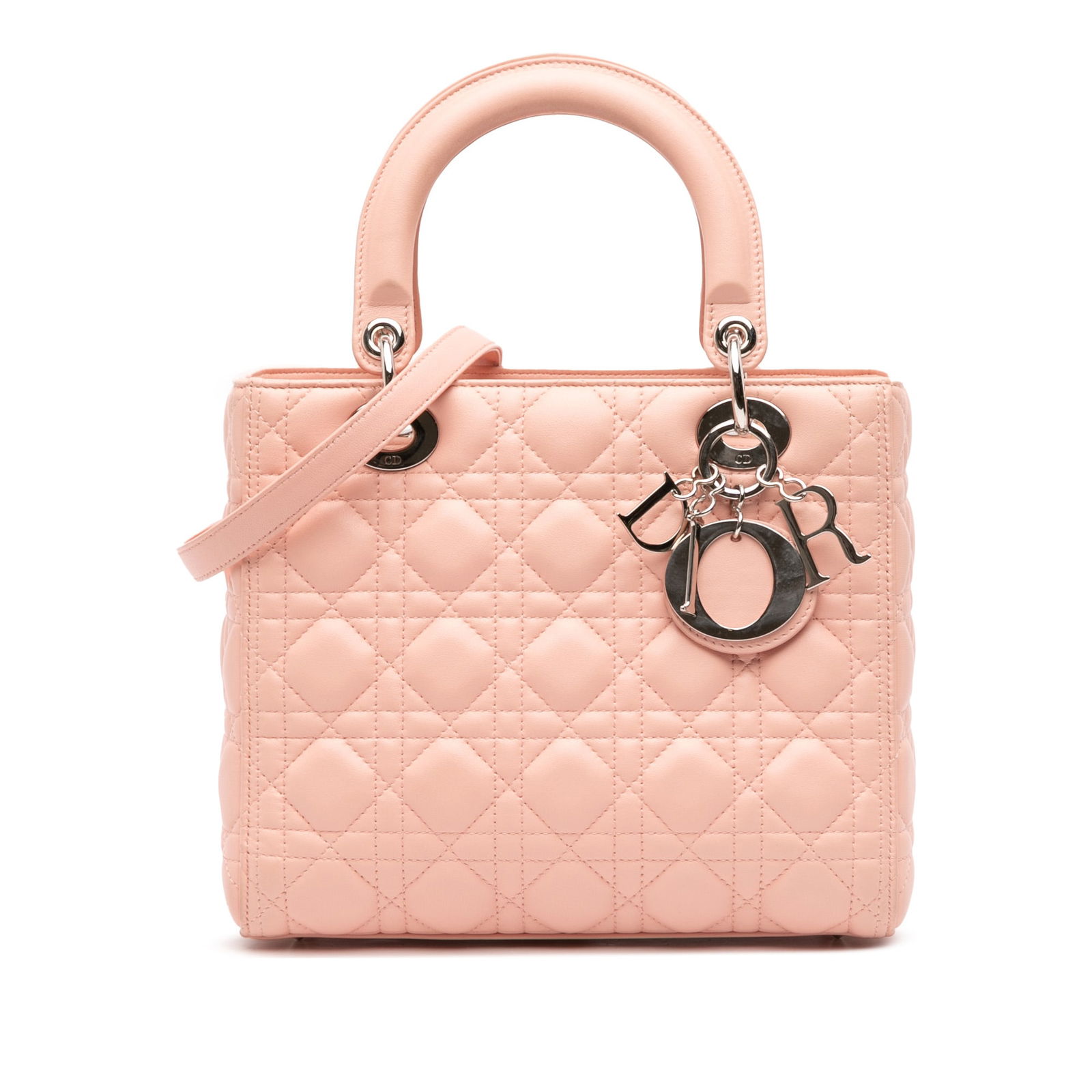 Dior Medium Lambskin Cannage Lady Dior Bag Pink Italy (1 of 9)