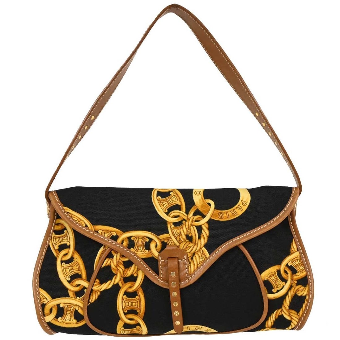 Celine Black Canvas Handbag CE00/34 Top Handle Made in Italy (1 of 10)