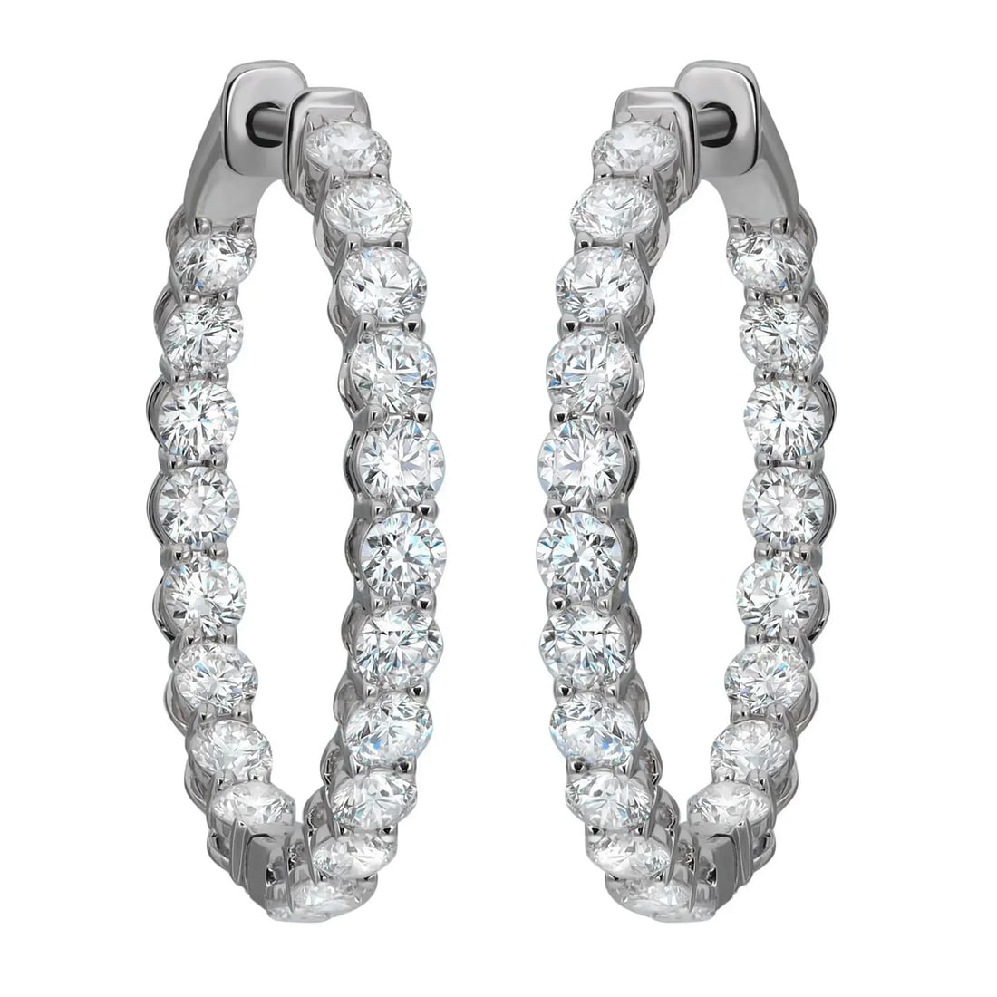 Rachel Koen 14K White Gold Inside Out Hoop Earrings 6.08ct Lab Grown Diamonds: Rachel Koen 14K White Gold Inside Out Hoop Earrings 6.08ct Lab Grown Diamonds Elevate your style with these exquisite Round Cut Lab Grown Diamond Inside Out Hoop Earrings, meticulously crafted in fine