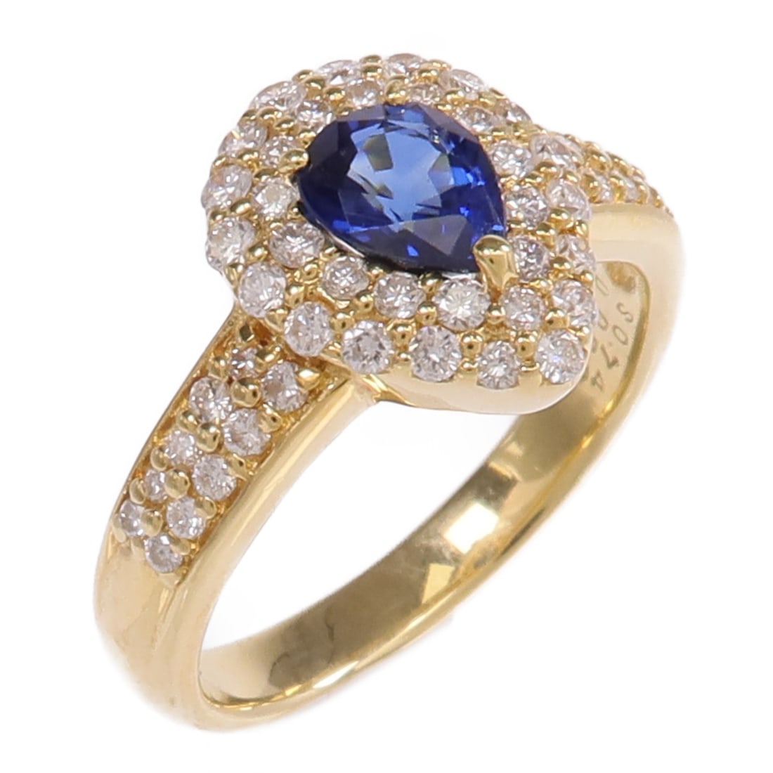 18K Yellow Gold Sapphire and Diamond Ring Size 5.5 (1 of 8)