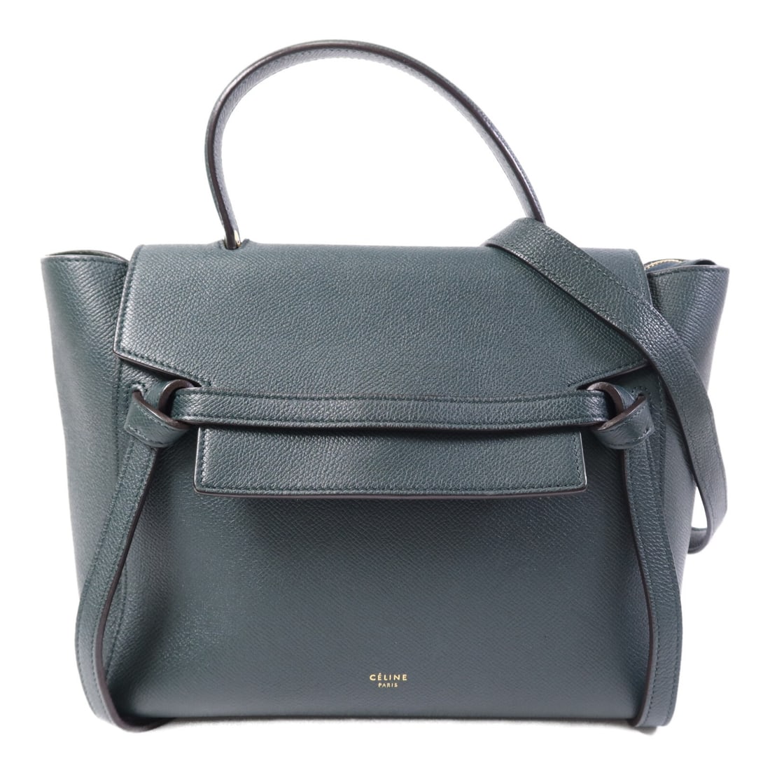 Celine Micro Belt Green Calfskin Leather Two Way Shoulder Bag Gold Hardware (1 of 15)